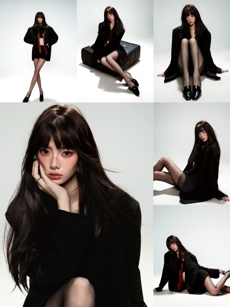 015 - Đầm ngắn đen phối boots chụp lookbook