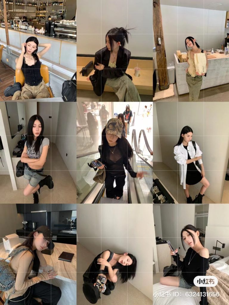 254 - Trang phục đen chụp nhiều góc trên sàn gỗ