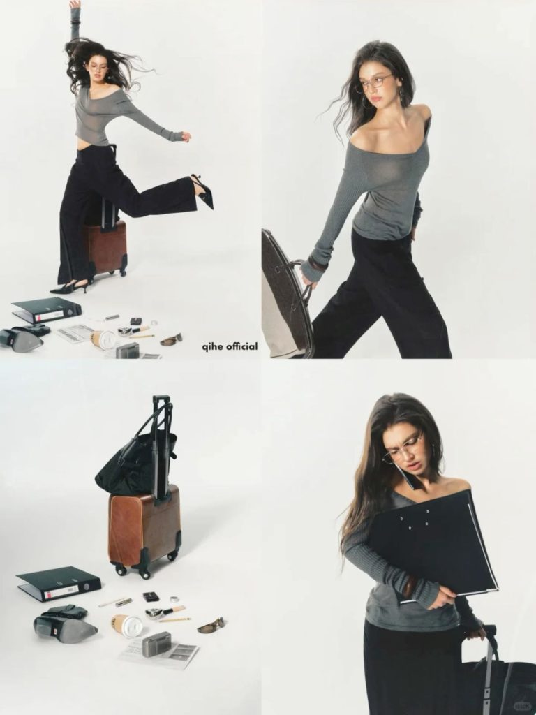 305 – Áo ba lỗ đen phối chân váy da lookbook